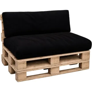 Cloud Pillow Palettenkissen 120x80 cm für Europaletten – Outdoor Sitzkissen mit Cord Rückenkissen & abnehmbarem Bezug für Gartenmöbel Schwarz - Schwarz