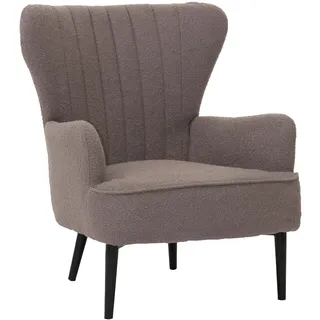 Mendler Lounge-Sessel HWC-K37 Bouclé 75 x 80 x 75 cm Grau mit Kissen
