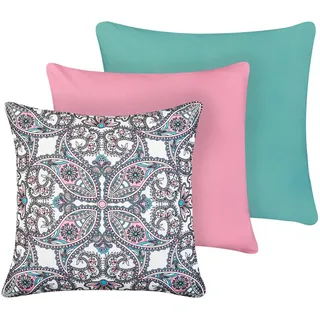 Beliani Gartenkissen 3er Set 45 x 45 cm Mehrfarbig