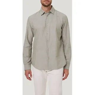 Langarmhemd PIERRE CARDIN "TW 106", Herren, Gr. XL, N-Gr, grün (dusty olive), Web, Obermaterial: 65% Baumwolle, 35% Leinen, Hemden Langarmhemd, mit Leinenstruktur