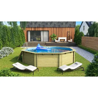 Karibu Achteckpool »PALERMO A2 BxLxH: 547x547x124cm«, (Set, 9 tlg.), braun