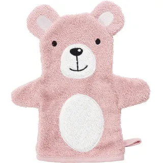 Avelia Babywaschhandschuh , Altrosa , Textil , Bär , 16x21 cm , ISO 9001, Gots, AZO-frei, Oeko-Tex® Standard 100, Global Recycled Standard (Grs) , saugfähig, angenehm weich, schadstoffgeprüft , Pflegen, Baden, Babywaschlappen