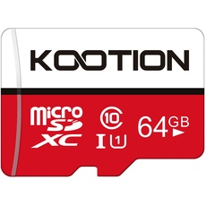 Kootion Micro SD Karte 64GB Class10 Speicherkarte, Bis zu 80 MB/s Lesegeschwindigkeit, MicroSDXC Card Memory Karte A1 U1 UHS-I MicroSD Karte für Kameras Handy Tablets Android