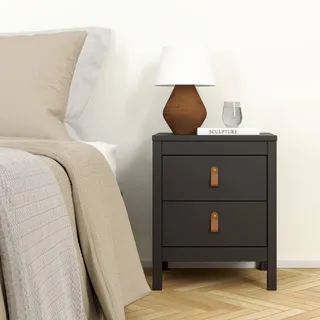 Dmora - Nachttisch Janette, Niedrige Kommode, Tisch, Multifunktionaler Nachttisch, 44x38 h54 cm, Schwarz