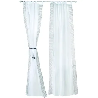 roba Vorhang Set Rock Star Baby - 250 x 145 cm - 2-teilige Gardinen für Baby & Kinderzimmer - Weiß mit grauen Streifen - Deko für Mädchen & Jungen