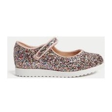 Girls M&S Collection Kids' Riptape Glitter Mary Jane Shoes (3 Small - 2 Large) - Multi, Multi - 5 Small