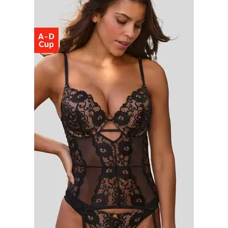 JETTE Corsage mit Push-up-Kissen und abnehmbare Strapse, sexy Dessous, Reizwäsche, schwarz