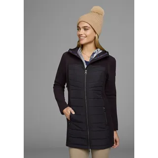 Langjacke KANGAROOS, Damen, Gr. 34, blau (marine), Fleece, Obermaterial: 100% Polyester. Futter: 100% Polyester. Wattierung: 100% Polyester. Ärmel: 100% Polyester, kontrastfarbene Details, unifarben, figurbetont Po-bedeckend, Jacken Langjacke, Hybridjacke - Fleecejacke mit wattierten Bereichen, Topseller