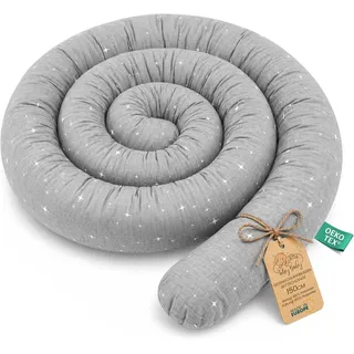 XXL Bettschlange Bettkissen Stillkissen Bettrolle Bettkantenschutz Zierkissen Bettumrandung Schlange XL Handmade Galaxie 150 cm -Zertifikat - Türkis