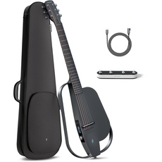 Enya NEXG 2 Elektro-Akustische Gitarren – Carbon Fiber Smart Audio Silent E-Gitarre Schwarz 3/4 für Erwachsene mit 80 W kabellosem Lautsprecher Fußschalter-Ladekabel (Basic)