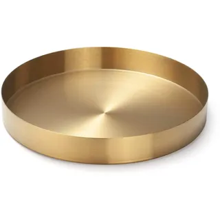 Rundes Tablett aus Edelstahl Serviertablett Goldfarben Schmuck- und Make-up-Organizer/Kerzenteller Gold (22 cm)