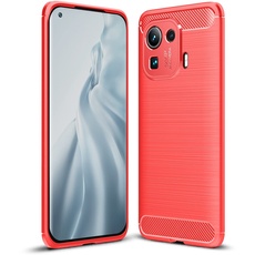 Cruzerlite Xiaomi Mi 11 Pro hülle, Carbon Fiber Texture Design Cover Anti-Scratch Shock Absorption Case Schutzhülle für Xiaomi Mi 11 Pro (2021) (Red)