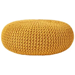 Homescapes Strick-Pouf senfgelb, Bodenkissen rund 70/70/23 cm , Textil , Uni , Rund , 70x23x70 cm , Wohnzimmer, Sessel, Hocker & Hockerbänke, Poufs
