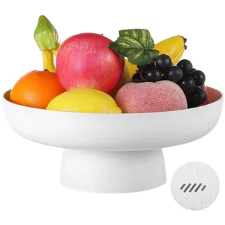 YOFAPA Obstschale mit Abflusslöchern, 10,2" großer Obstkorb mit abnehmbarem Sockel, weiße Kunststoff-Dekorschale, Obst- und Gemüsehalter für Wohnzimmer, Küche