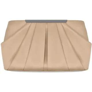 ROSA&ROSE Damen Clutch Elegante Kettentasche Handtasche Abendtasche für Party Braut Mädchen (Beige)