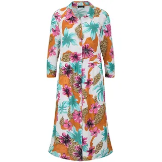 Sommerkleid GOLDNER "Blusenkleid mit Leo-Blumen-Muster", Damen, Gr. 54, N-Gr, bunt (bunt, gemustert), Obermaterial: 100% Viskose CV., figurumspielend, Kleider Sommerkleid, Taschen an der Seitennaht