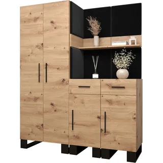 Garderobe ARTIN Set 7 mit gepolsterten Paneelen Industrial Design - Schwarz