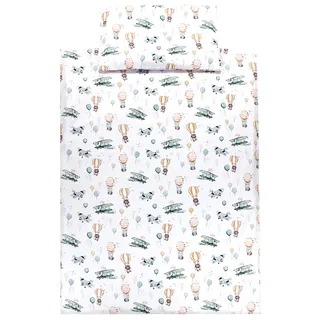 TupTam Kinder Bettwäsche Set Babybettwäsche Bettbezug 100 x 135 120 x 90 Kissenbezug 40 x 60 Jungen Mädchen 2-TLG, Farbe: Füchse im Flugzeug, Größe: 135x100 cm