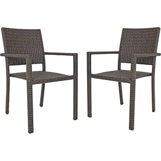 Garden Pleasure MALAGA Stapelstuhl 55 x 57 x 88 cm coffee 2 St.