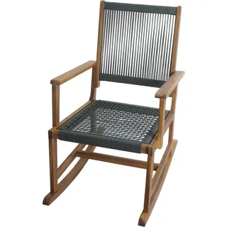 MCW Schaukelstuhl P73 Garten Akazie Holz Rope Seilgeflecht Olivgrün
