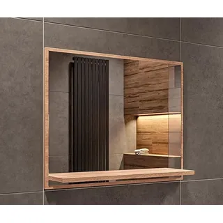 hajduk furniture Badspiegel mit Ablage Sonoma - H:50 x B: 60 cm - Bathroom Mirror - Moderner Badezimmer Spiegel Rechteckig - Wandspiegel mit Regal - Beige