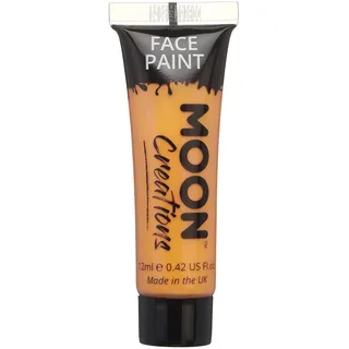 Moon Creations Gesichts- und Körperfarbentuben, gebrauchsfertige Gesichtsfarbe, ohne Flocken, tierversuchsfrei, Gesichtsfarbe, Kostüme, Feste, Halloween für Kinder, Erwachsene (Orange, 12 ml)