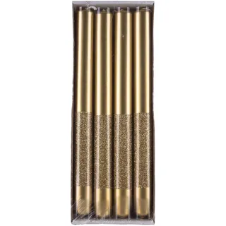 DONAU HOME Tafelkerze Onyx/Paraffinkerze/Stumpenkerze Set/ 22x250mm/ 4 Stück/Gold/Deko Kerzen Wachskerze/Zur Dekoration