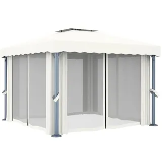 vidaXL Pavillon 3 x 3 m inkl. 4 Seitenteile Cremeweiß