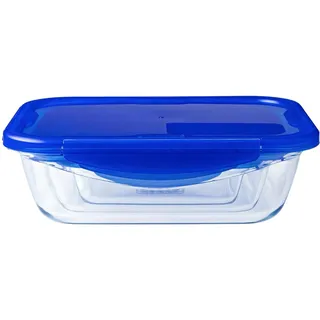 Pyrex Dajar Glasbehälter mit Deckel Cook und Go, Pyrex, 3,4 L, Glas, Blau/transparent, 30,6 x 23,3 x 9,3 cm