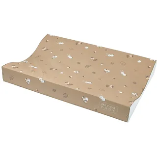Meyco Baby Wickelauflage Keil - 50x70 cm - Wickelunterlage 2 Keil für Wickeltisch - Oeko Tex zertifiziert - wasserdicht & leicht abwischbare Wickelmulde - Forest Animals - Sand