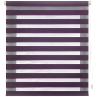 Decorblind | Doppellagiges Rollo ohne Werkzeug und ohne Bohren, Maße: Breite 130 x Länge 180 cm, Maße Stoff: 127 x 175 cm, Violett