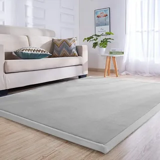 Loartee 3 cm Krabbeldecke Kind, 150x150 cm korallenrote Samt-Kinderteppich