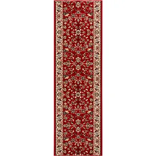 HANSE HOME Vintage 80x300cm – Teppichläufer Kurzflor Teppich Retro Vintage Design Läufer für Flur, Schlafzimmer, Kinderzimmer, Badezimmer, Wohnzimmer, Küche Dekoläufer – Rot