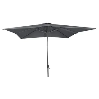 Alu Sonnenschirm 3x3 m UV30+ quadratisch Kurbelschirm Gartenschirm Balkon steingrau - Grau