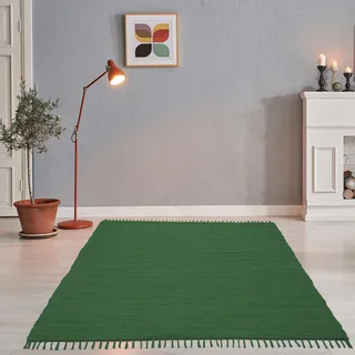 THEKO »Happy Cotton Fleckerl, handgewebt« rechteckig 5 mm Höhe Flachgewebe, reine Baumwolle, meliert, mit Fransen, auch als Läufer,