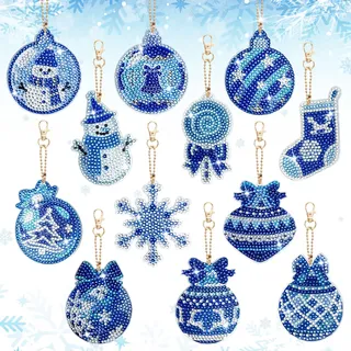 BOYATONG 12x Diamond Painting Weihnachten Adventskalender Anhänger, 5D Doppelseitige Diamond Painting Set Kinder, DIY Bastelset Schlüsselanhänger Weihnachten Christmas Decorations