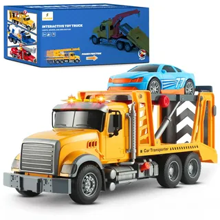 CELMAN Abschleppwagen Spielzeug Großer Transporter LKW Lastwagen 1:16 Abschlepper Inklusive Rennwagen, Sound und Licht Fahrzeuge Spielzeugauto Geschenk für Kinder ab 3 4 5 6 7 8 Jahre