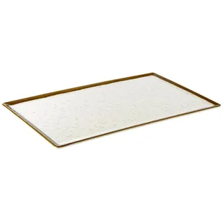 APS 84519 GN 1/1 Tablett Stone Art, 53 x 32,5 cm, Höhe 1,5 cm, Melamin, Creme/weiß