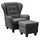 Ohrensessel Alexander Mikrofaser 92 x 103 x 93 cm Grau mit Hocker