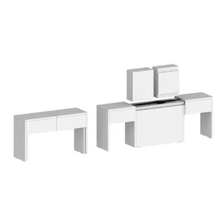 Home Affaire "Praktika", weiß hochglanz), B:290cm H:45cm T:25cm, Sitzmöbel-Sets, Sitzgruppe, Je Bank ausziehbar bis 290 cm,