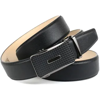 Ledergürtel ANTHONI CROWN, Herren, Gr. 120, schwarz, Leder, unifarben, Gürtel Ledergürtel, mit Schließe in Karbon-Design