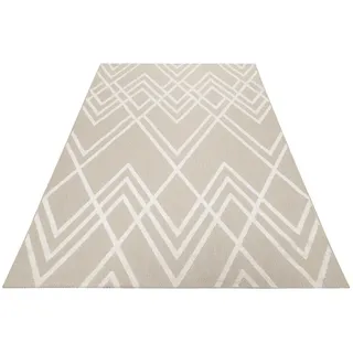 Esprit Outdoorteppich "Rave, ESP-54228" rechteckig 6 mm Höhe mit Hoch-Tief-Effekt, Rauten-Design, modern, robust, Terrasse, Küche, beige