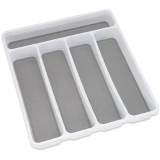 Addis Premium Soft Touch 5 Fächer Küche Besteck Schublade Utensilien-Organizer Tablett Weiß & Grau neue 5 Fächer