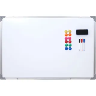 Whiteboard HWC-C84, Magnettafel Memoboard Pinnwand, inkl. Zubehör ~ 90x60cm
