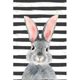 queence Metallbild »Gabrine«, Hase, (1 St.), Stahlschild, Blechschild, Hase, niedlich, Wanddeko, weiß