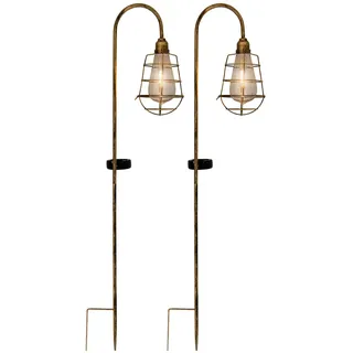 NÄVE LED-Deko-Solar-Erdspieß Gitti Alt-Messing 76,5 cm x 16 cm x 10,5 cm 2er-Set