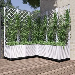 Best Möbel Pflanzkübel mit Rankgitter Weiß 120x120x136 cm PP - Beete CL7216349 1parcel - Weiß