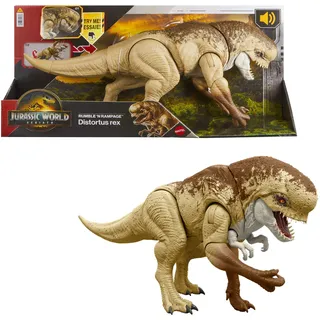 Mattel Jurassic World: Die Wiedergeburt Bösewicht Dino Doppelattacke Dinosaurier-Actionfigur, 56 cm, mit 2 Angriffsaktionen, originalgetreu, digitales Spiel, JJP79, [Mehrfarbig]