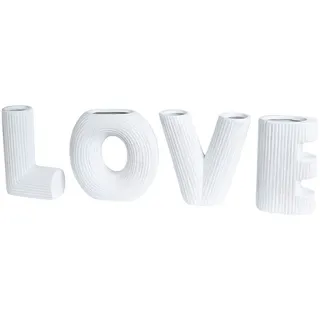 Gilde Tischvase »LOVE, Dekovase« Vase aus Keramik, mit geriffelter Oberflächenstruktur, Höhe ca. 15 cm, weiß