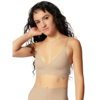 SKINY Damen, Soft BH herausn. Pads, V-Ausschnitt, Unsichtbar-Effekt, mit Bogenkante, beige,